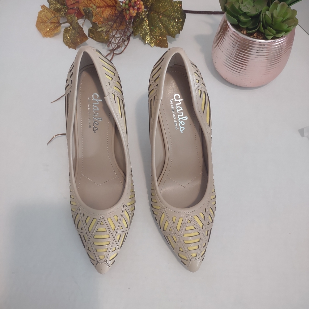 Charles David Beige and Yellow Heels
